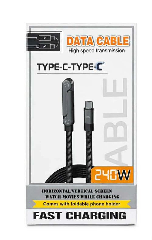 كابل شحن فائق السرعة 240 واط مع حامل مدمج