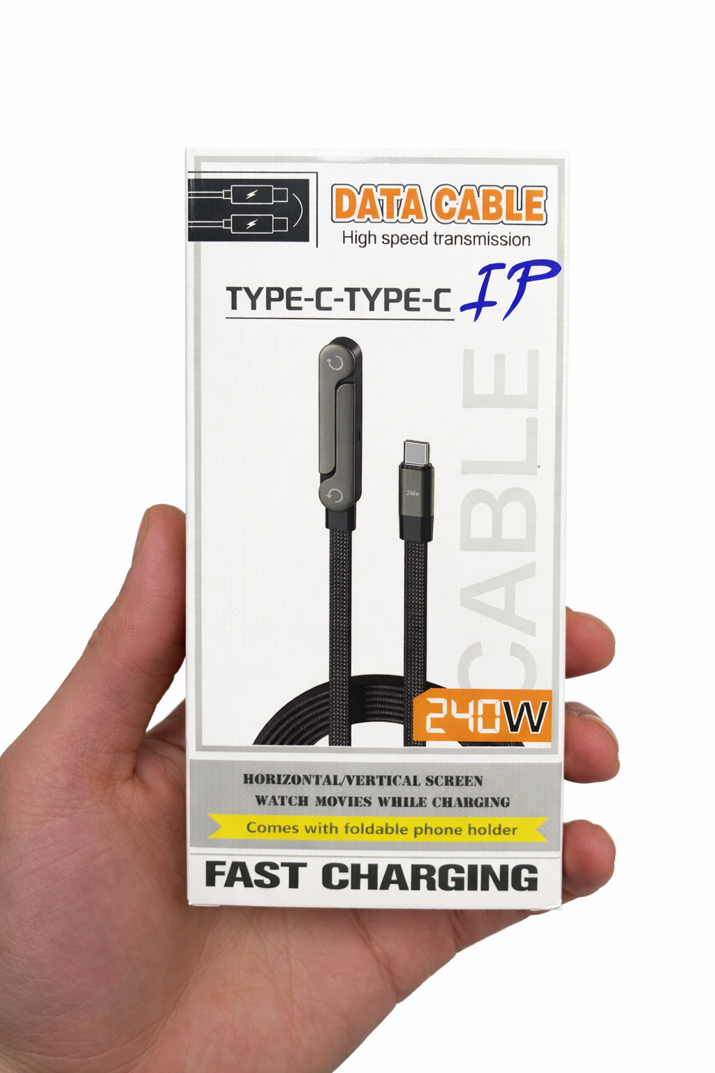 كابل شحن فائق السرعة 240 واط مع حامل مدمج